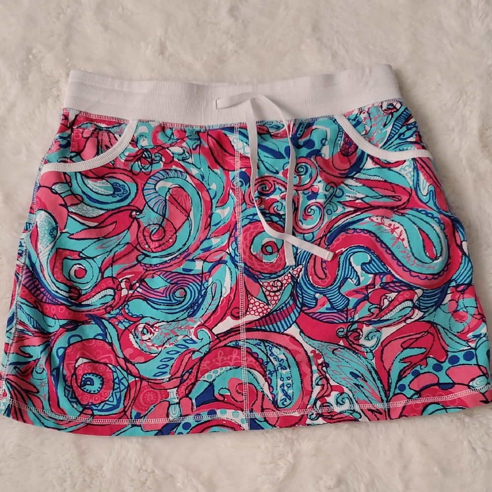 Talbots Pink and Blue Abstract Skort